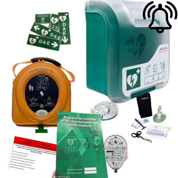 Pack défibrillateur Heartsine 360P avec Aivia In avec alarme