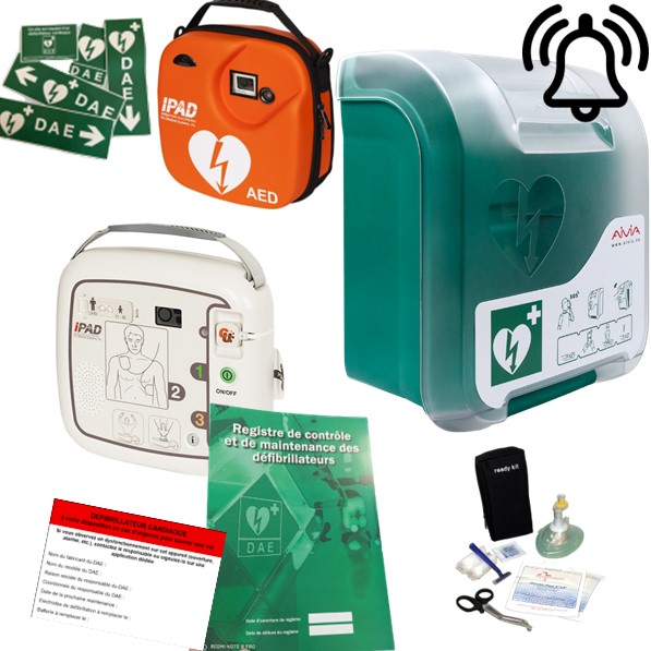 Pack défibrillateur CU Medical avec Aivia In alarme